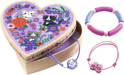 Set pentru copii Djeco - Cutie de bijuterii și 3 brățări Tara