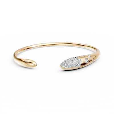 Bratara deschisa minimalista din aur galben cu diamante de 0.5ct