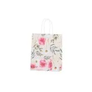 Punga cadou Colorarte 27663, B5, 18x22x8cm, 90g/mp, ivory, manere din hartie rasucita, motive florale