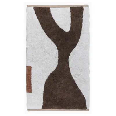 Covor alb/maro lavabil din bumbac 50x80 cm Figura – Mette Ditmer Denmark