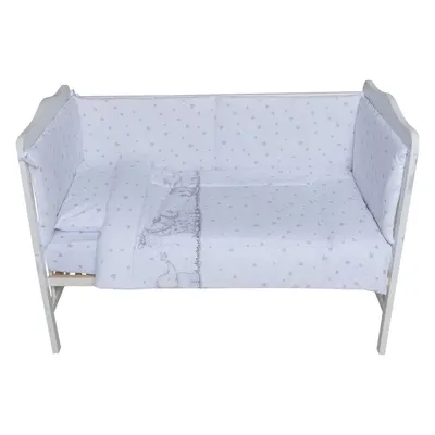 Lenjerie patut cu 5 piese 120x60 cm Animalute fond alb
