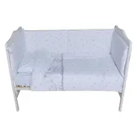 Lenjerie patut cu 5 piese 120x60 cm Animalute fond alb
