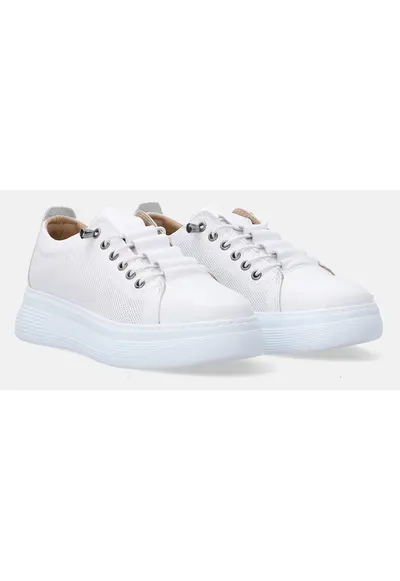 Pantofi sport flatform cu perforatii decorative si sireturi elastice