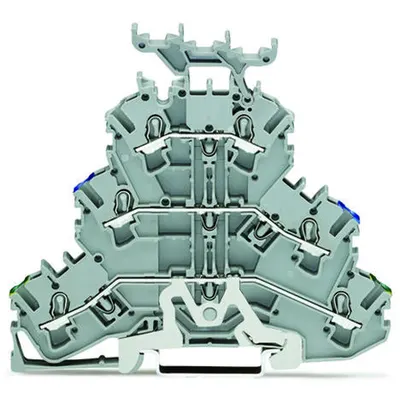 Triple-deck terminal block; Ground conductor/through/through terminal block; PE/N/L; with marker carrier; suitable for Ex e II applications; for DIN-rail 35 x 15 and 35 x 7.5; 2.5 mm²; Push-in CAGE CLAMP®; 2,50 mm²; gray