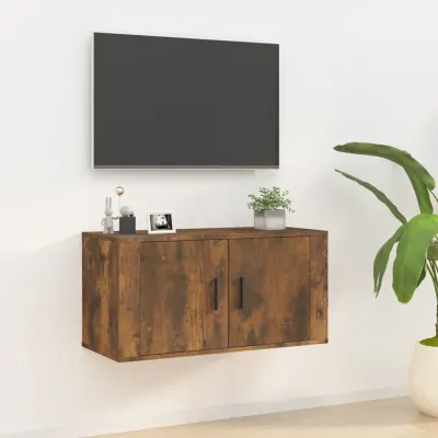 vidaXL Dulap TV montat pe perete, stejar fumuriu, 80x34,5x40 cm
