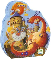 Puzzle pentru copii Djeco - Cavalerul și Dragonul, 54 piese