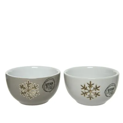 Bol - Stoneware Bowl Shiny Glaze Metallic Glaze Snowflake - mai multe culori