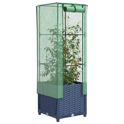 Gossi strat inaltat cu husa de sera, aspect ratan, 40x40x139 cm