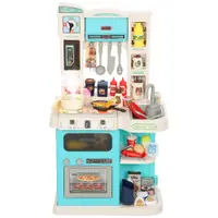 AIYAPLAY Bucătărie de Jucărie pentru Copii 3-6 Ani cu 92 de Accesorii, din PP, PE și ABS, 44.5x24x79 cm, Verde | Aosom Romania