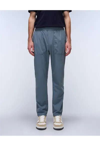 Pantaloni cu talie elastica si ajustabila cu snur Sovana - Gri albastrui