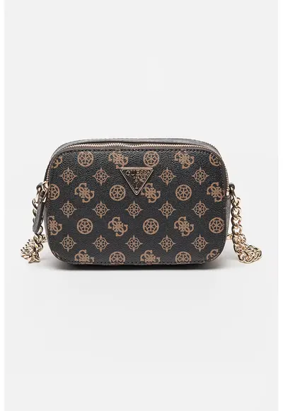 Geanta crossbody cu model monograma Noelle - Maro inchis/Bej