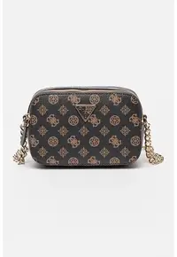 Geanta crossbody cu model monograma Noelle - Maro inchis/Bej