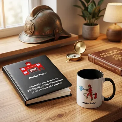 Cadou pentru Pompier - Agenda personalizata + cana