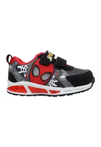 Pantofi sport cu velcro si imprimeu Spiderman - Negru/Rosu vermillion