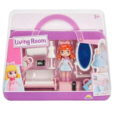 Set de joaca cu papusa si accesorii, Sunman, Living room