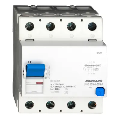 Intreruptor diferential 125A, 4-poli, 30mA, tip A (puls)