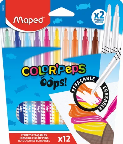 Set carioci Maped Color Peps Oops - 10 culori + 2 care se șterg