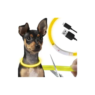 Zgarda luminoasa LED, reglabila 20-70 cm, baterie reincarcabila USB, 3 moduri iluminare, buton ON/OFF