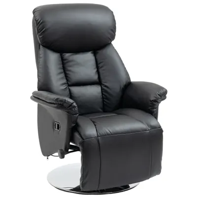 HOMCOM Fotoliu de relaxare rabatabil pivotant suport de picior reglabil, pana la 150 kg, pentru sufragerie, dormitor, negru | Aosom Romania