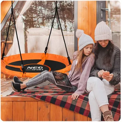 Leagan tip cuib pentru copii XXL 95 cm,cadru din otel,husa impermeabila si rezistenta din material Oxford 600D,greutate suportata 150 kg Neo-Sport Portocaliu