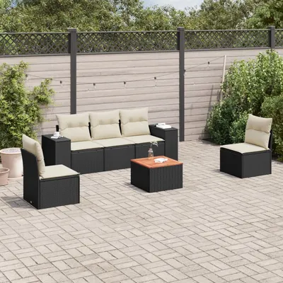 Gossi set mobilier de gradina cu perne, 6 piese, negru, poliratan