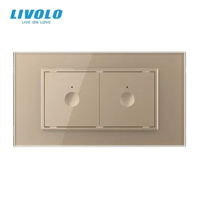 Intrerupator tactil simplu Zigbee + Intrerupator tactil simplu Zigbee, 4M, cu rama sticla Auriu