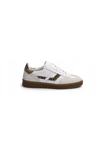 Sneakers femei BRAVA - piele naturala - alb - Alb/Maro