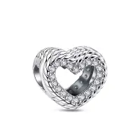 Charm/talisman argint 925, JW1161, model inima, placat cu rodiu