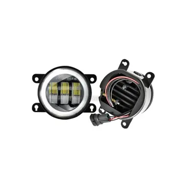 Set proiectoare LED auto 30W 6500LM cu angel eyes alb rece galben 12V 24V 3.5 inch Cod: ZC-FOGY1