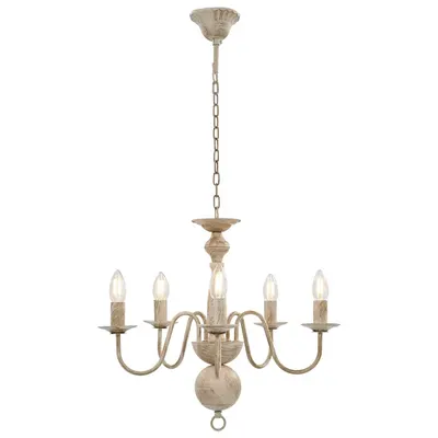 vidaXL Candelabru antichizat, alb, becuri E14 x 5