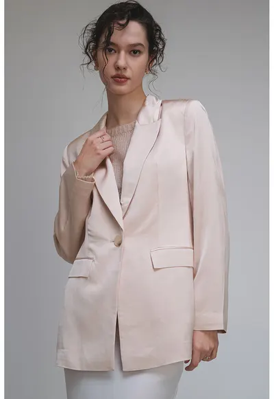 Sacou de satin cu maneci lungi - Piersica