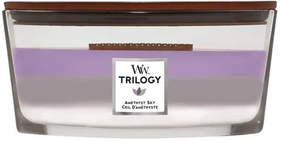Lumânare parfumată WoodWick Trilogy Amethyst Sky, 453.6 g