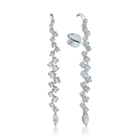 Cercei lungi din aur alb cu diamante marquise si rotunde de 2.42ct