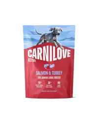 Hrană uscată 1,5 kg câini juniori rase mari CARNILOVE Active Dog Salmon & Turkey Junior Large Breeds somon și curcan