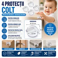 Set 4 sigurante,pentru colturile mobilei, pentru protectia copiilor, Prindere cu Adeziv Puternic