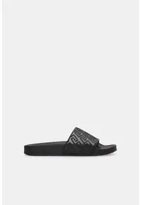 Papuci cu model monograma - Negru