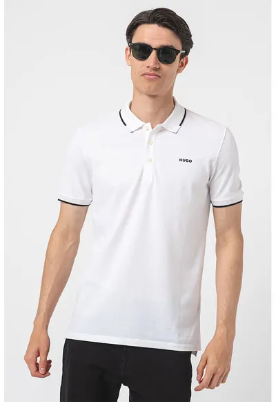 Tricou polo slim fit Dinoso - Alb optic