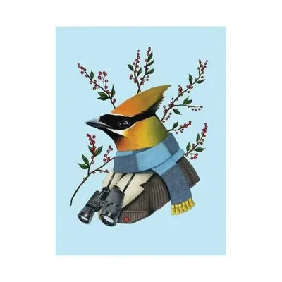 Carte postala Berkley Bestiary Winter Waxwing Berkley Bestiary Winter Waxwing Large Embellished Holiday Notecards