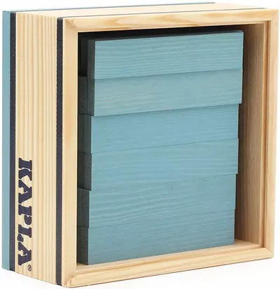 Constructor din lemn Kapla - 40 piese, albastru deschis