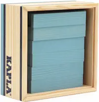 Constructor din lemn Kapla - 40 piese, albastru deschis