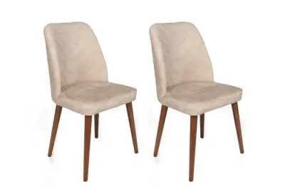 Set 2 scaune DALLAS, bej + nuc, 50x49x90 cm
