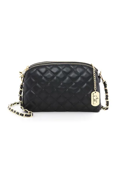 Geanta crossbody din piele cu aspect matlasat Geltrude - Negru