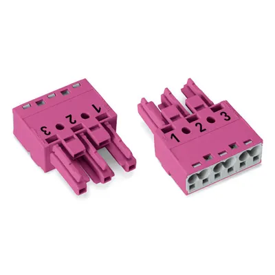 Socket; 3-pole; Cod. B; 4,00 mm²; pink