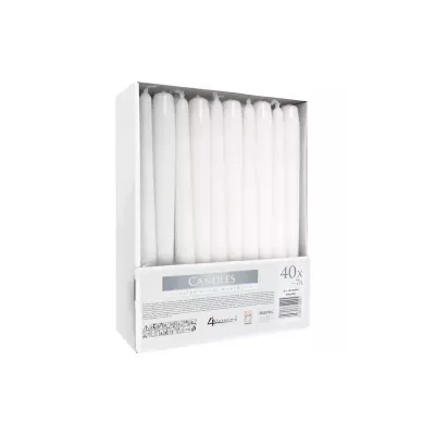 Set lumanari decorative conice, 40 bucati, parafina, 24,5x2,3 cm, alb