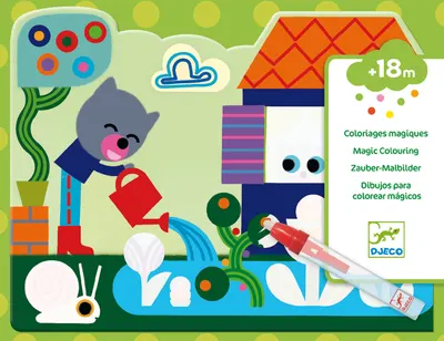 Set imagini de colorat cu apa Djeco - Ascunsi in gradina