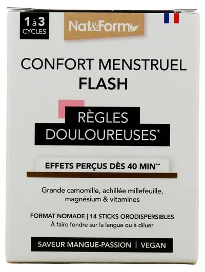 Confort Menstruel Flash – Formulă pentru confort menstrual, 14 plicuri, Nat&Form
