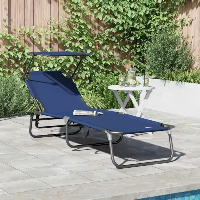 vidaXL Șezlong pliabil albastru 190 x 57 x 81 cm oxford
