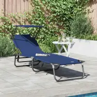 vidaXL Șezlong pliabil albastru 190 x 57 x 81 cm oxford