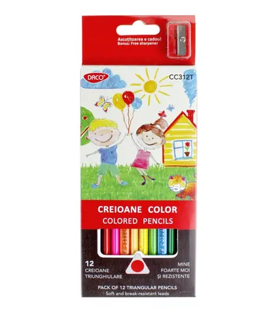 Creioane color triunghiulare 12buc/set, Daco