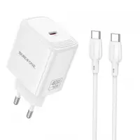 Incarcator Retea Cu Cablu USB-C Borofone BN33 Fuente, 40W, 1 x USB-C, Alb